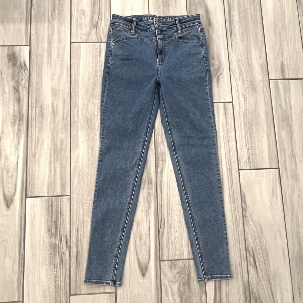 American Eagle Skinny Jeans Women 2 Blue Excellent Next Level Stretch High Rise